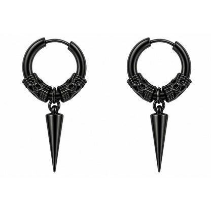 THE MEN THING Earring BLACK LOKIS FANG - 6mm Pure Titanium Steel Hoop Earrings for Men & Boys (2pcs)