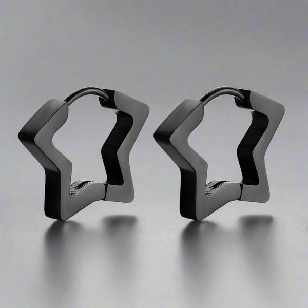 BLACK STARZ - Pure Titanium Steel Hoop Earrings for Men & Boys (2pcs)