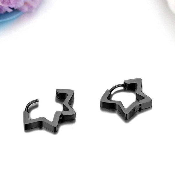 BLACK STARZ - Pure Titanium Steel Hoop Earrings for Men & Boys (2pcs)