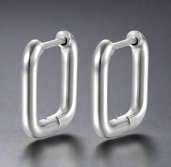 BOXED LINK - 10mm Pure Titanium Steel Hoop Earrings for Men & Boys (2pcs)