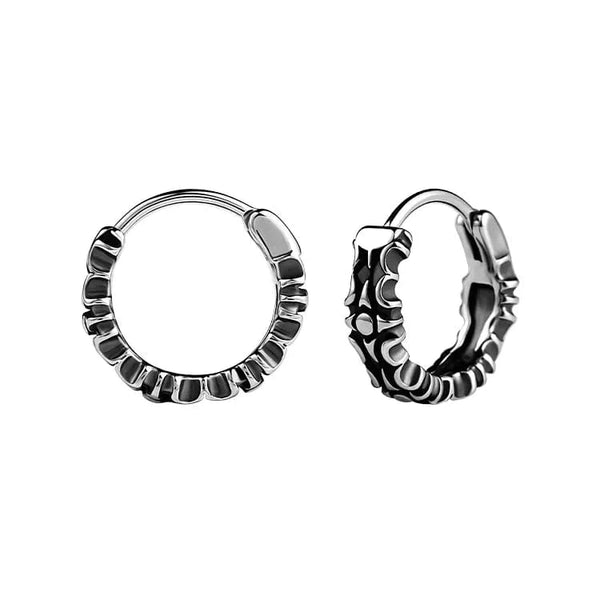 CELESTIAL TRIBAL - Titanium Steel Hoop Earrings for Men & Boys (2pcs)