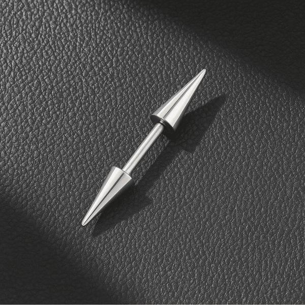 CYBER CONE SILVER - 3mm Pure Titanium Steel Arrow Stud Earrings for Men & Boys (2pcs)