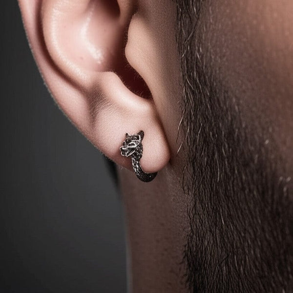 DIREWOLF - 5mm Titanium Steel Hoop Earrings for Men & Boys (2pcs)