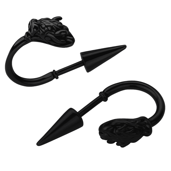 DRAKO BLACK - Pure Titanium Steel Arrow Stud Earrings for Men & Boys (2pcs)