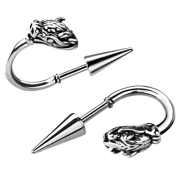 DRAKO SILVER - Pure Titanium Steel Arrow Stud Earrings for Men & Boys (2pcs)