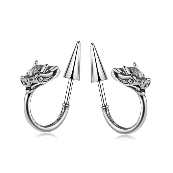 DRAKO SILVER - Pure Titanium Steel Arrow Stud Earrings for Men & Boys (2pcs)