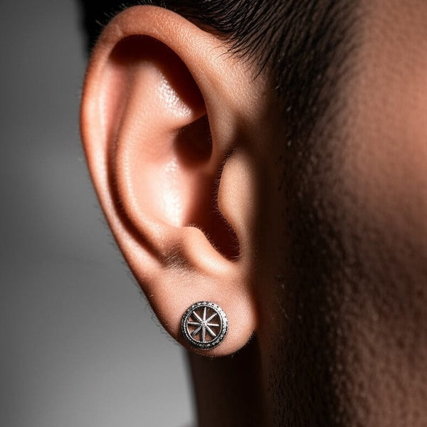 GALAXOR - 6mm Pure Titanium Steel Hoop Earrings for Men & Boys (2pcs)