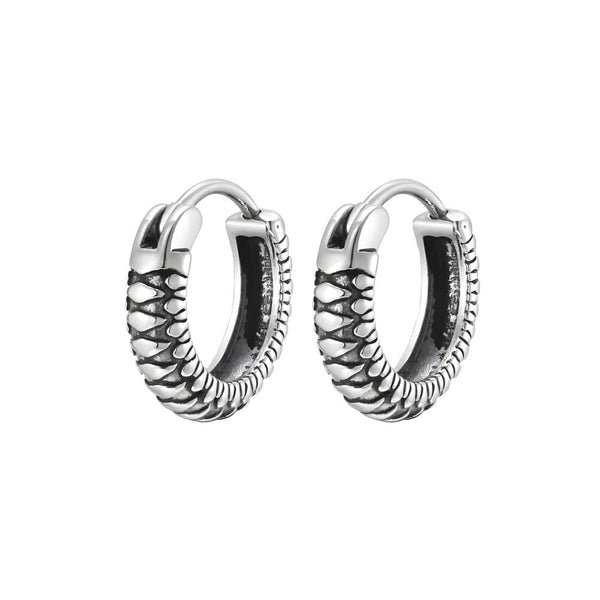GRIM COIL - Pure Titanium Steel Hoop Earrings for Men & Boys (2pcs)