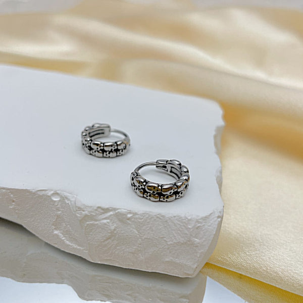 HALO SKULL  - Titanium Steel Hoop Earrings for Men & Boys (2 Pcs)