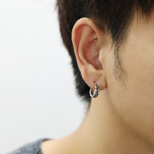 HALO SKULL  - Titanium Steel Hoop Earrings for Men & Boys (2 Pcs)