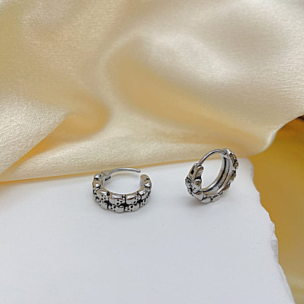 HALO SKULL  - Titanium Steel Hoop Earrings for Men & Boys (2 Pcs)