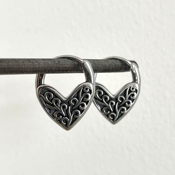 HEART LOCKS - 10mm Pure Titanium Steel Hoop Earrings for Men & Boys (2pcs)