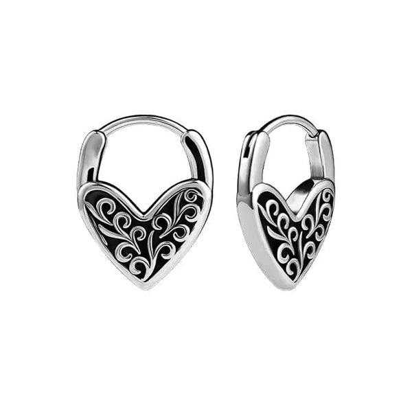 HEART LOCKS - 10mm Pure Titanium Steel Hoop Earrings for Men & Boys (2pcs)