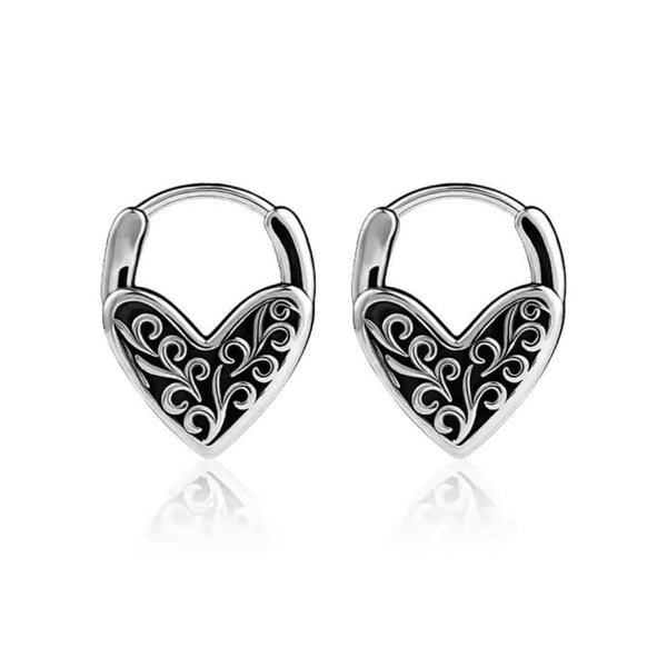 HEART LOCKS - 10mm Pure Titanium Steel Hoop Earrings for Men & Boys (2pcs)