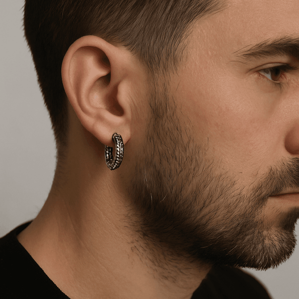 INFERNO COIL - 10mm Pure Titanium Steel Hoop Earrings for Men & Boys (2pcs)