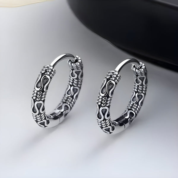 INFERNO COIL - 10mm Pure Titanium Steel Hoop Earrings for Men & Boys (2pcs)