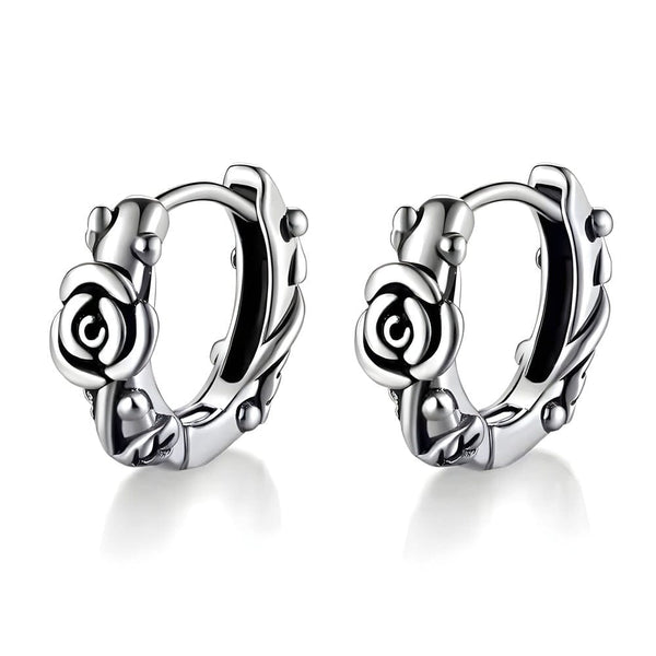 IRONROSE CRESTS - 10mm Pure Titanium Steel Hoop Earrings for Men & Boys (2pcs)