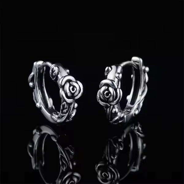 IRONROSE CRESTS - 10mm Pure Titanium Steel Hoop Earrings for Men & Boys (2pcs)
