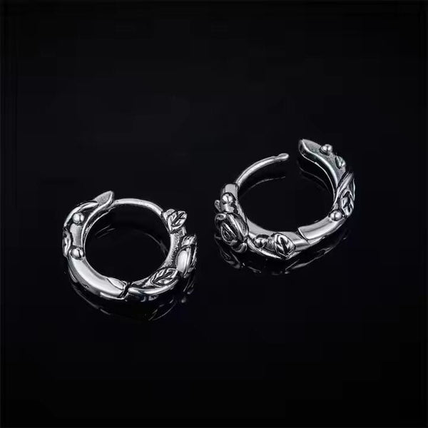 IRONROSE CRESTS - 10mm Pure Titanium Steel Hoop Earrings for Men & Boys (2pcs)