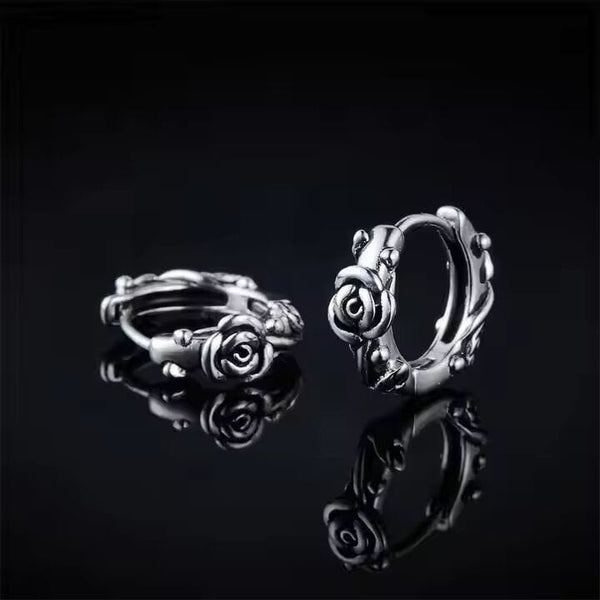 IRONROSE CRESTS - 10mm Pure Titanium Steel Hoop Earrings for Men & Boys (2pcs)