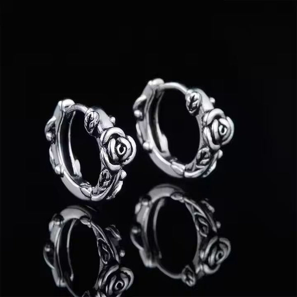 IRONROSE CRESTS - 10mm Pure Titanium Steel Hoop Earrings for Men & Boys (2pcs)