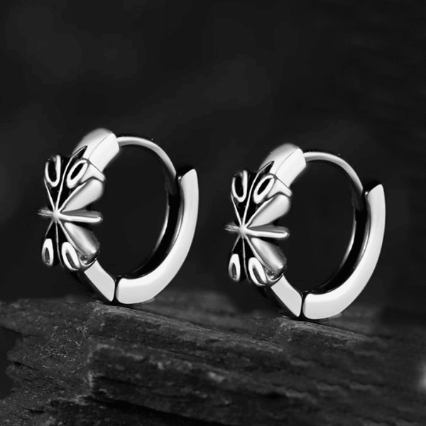 LOTUS - Titanium Steel Hoop Earrings for Men & Boys (2pcs)