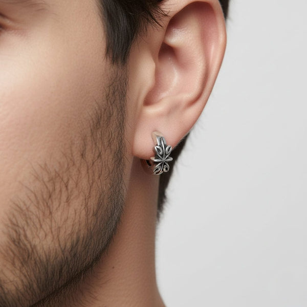 LOTUS - Titanium Steel Hoop Earrings for Men & Boys (2pcs)