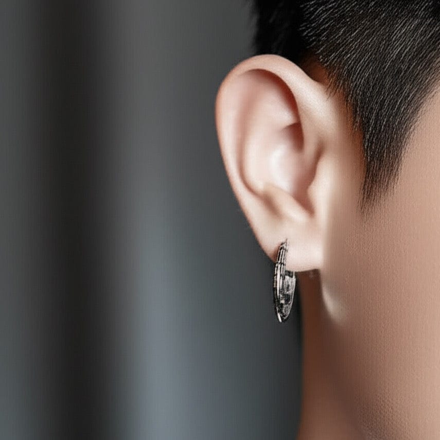 THE MEN THING Earring OURO LOOP - 27mm Pure Titanium Steel Hoop Earrings for Men & Boys (2pcs)