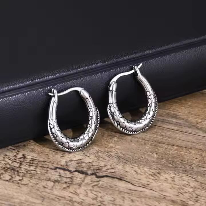 THE MEN THING Earring OURO LOOP - 27mm Pure Titanium Steel Hoop Earrings for Men & Boys (2pcs)