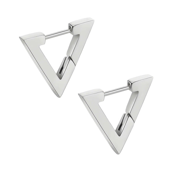 SILVER ATLAS - Pure Titanium Steel Hoop Earrings for Men & Boys (2pcs)