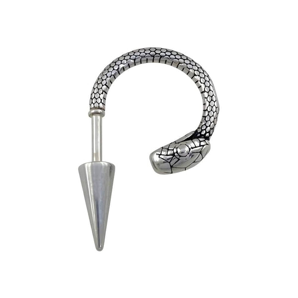 SILVER COBRA SPIRAL - 6mm Pure Titanium Steel Hoop Earrings for Men & Boys (2pcs)