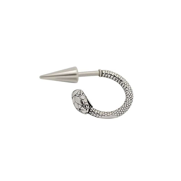 SILVER COBRA SPIRAL - 6mm Pure Titanium Steel Hoop Earrings for Men & Boys (2pcs)