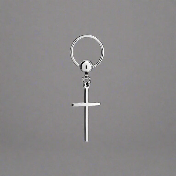 SILVER CRUX NOIR - Pure Titanium Steel Hoop Earrings for Men & Boys (2pcs)