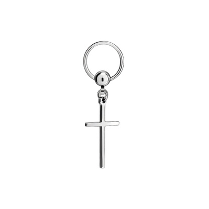 THE MEN THING Earring SILVER CRUX NOIR - Pure Titanium Steel Hoop Earrings for Men & Boys (2pcs)