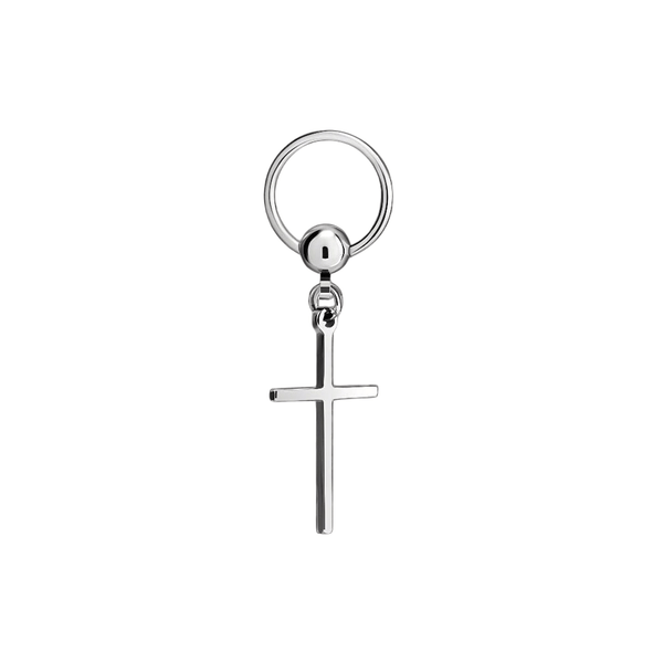 SILVER CRUX NOIR - Pure Titanium Steel Hoop Earrings for Men & Boys (2pcs)