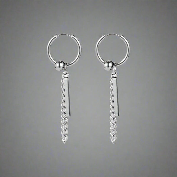 SILVER DROPCORE - 2.5mm Pure Titanium Steel Hoop Earrings for Men & Boys (2pcs)