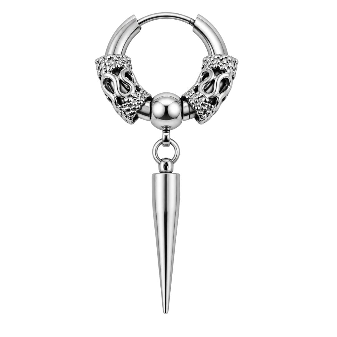 THE MEN THING Earring SILVER LOKI’S FANG - 4mm Pure Titanium Steel Hoop Earrings for Men & Boys (2pcs)