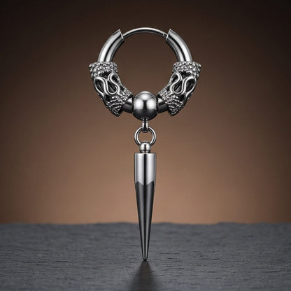 THE MEN THING Earring SILVER LOKI’S FANG - 4mm Pure Titanium Steel Hoop Earrings for Men & Boys (2pcs)