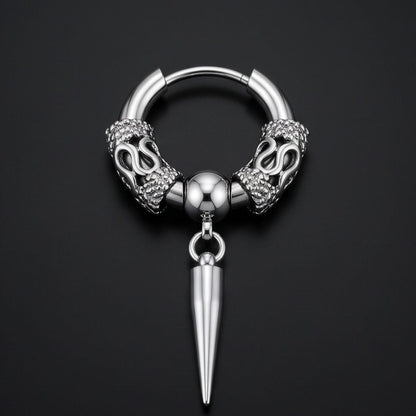 THE MEN THING Earring SILVER LOKI’S FANG - 4mm Pure Titanium Steel Hoop Earrings for Men & Boys (2pcs)