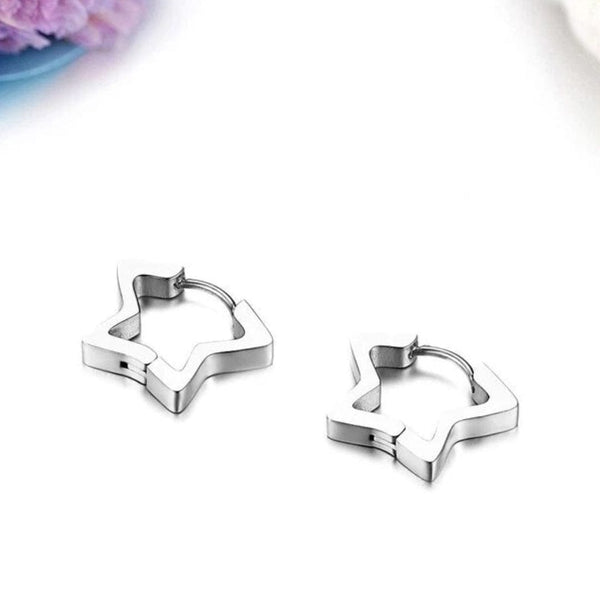 SILVER STARZ - Pure Titanium Steel Hoop Earrings for Men & Boys (2pcs)