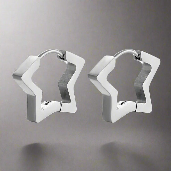 SILVER STARZ - Pure Titanium Steel Hoop Earrings for Men & Boys (2pcs)