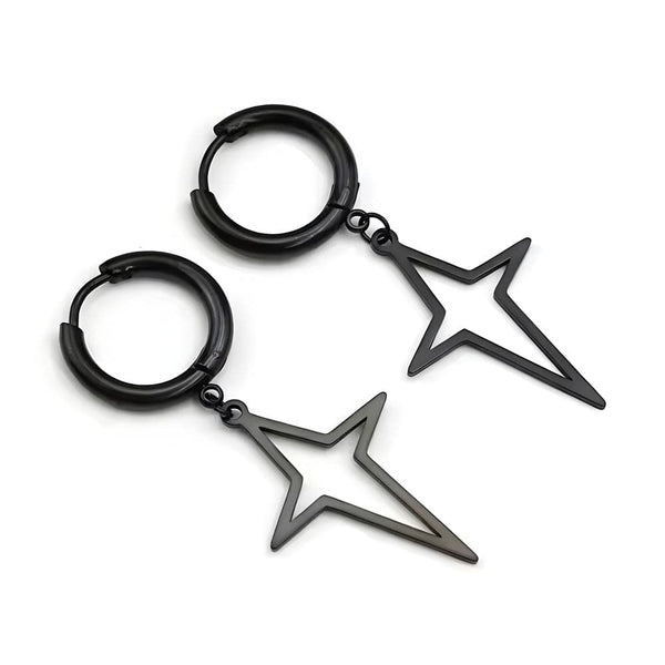 STELLAR NOIR BLACK - Pure Titanium Steel Hoop Earrings for Men & Boys (2pcs)