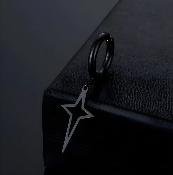 STELLAR NOIR BLACK - Pure Titanium Steel Hoop Earrings for Men & Boys (2pcs)