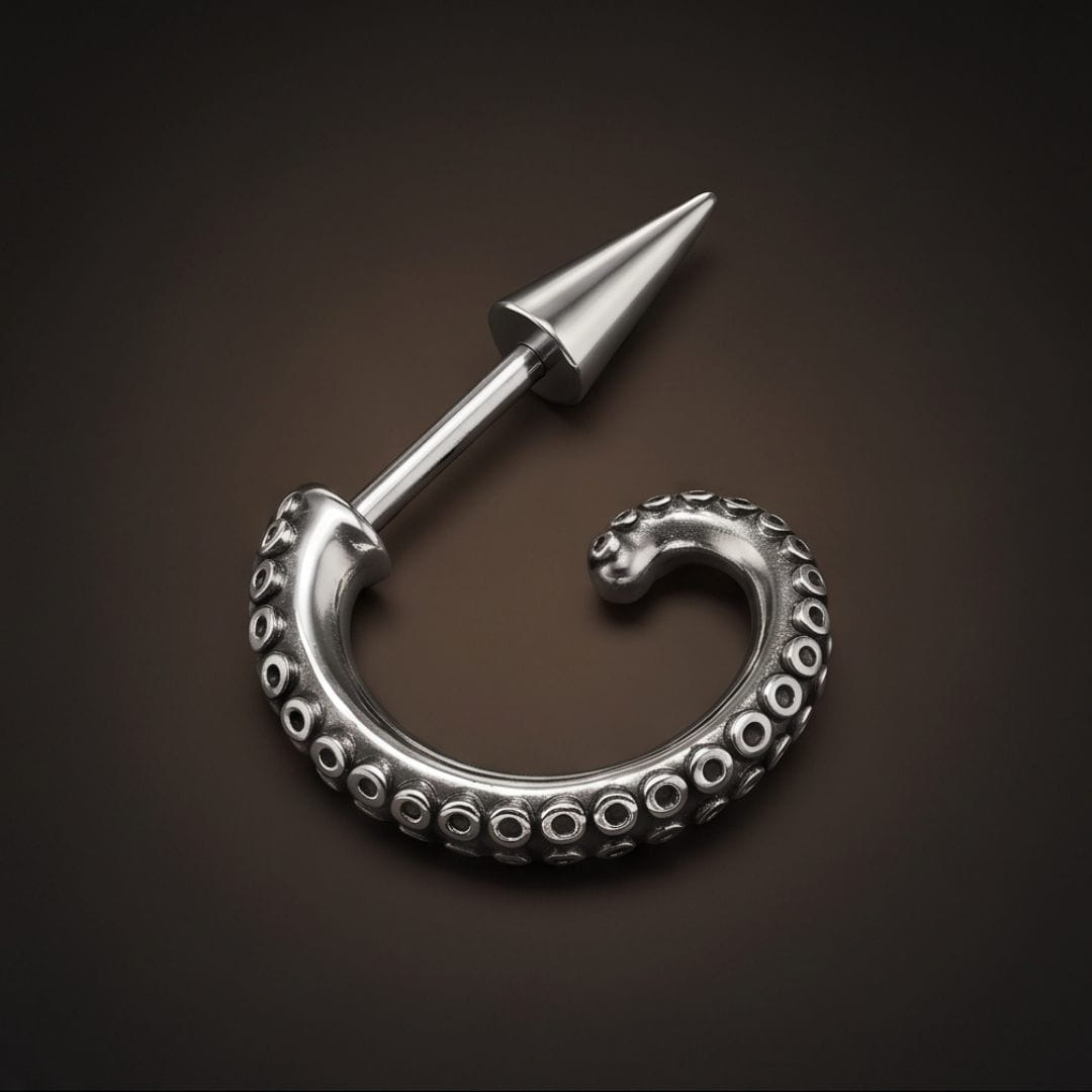 THE MEN THING Earring TENTACLE SPIKE - 4mm Pure Titanium Steel Hoop Earrings for Men & Boys