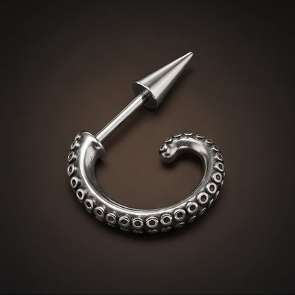 THE MEN THING Earring TENTACLE SPIKE - 4mm Pure Titanium Steel Hoop Earrings for Men & Boys
