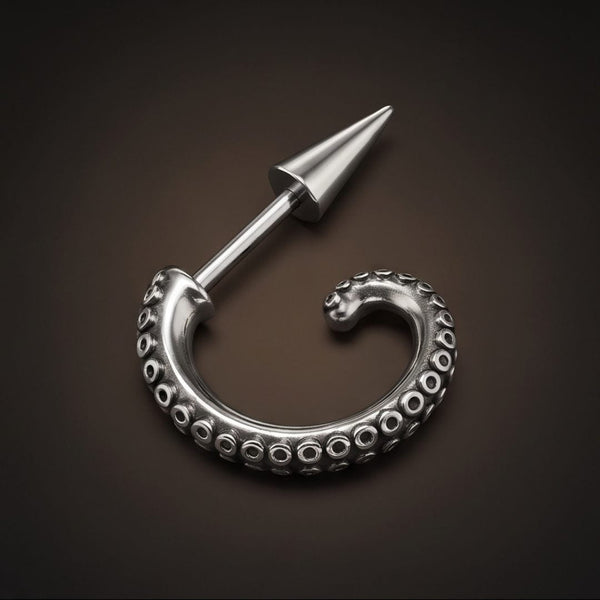 TENTACLE SPIKE - 4mm Pure Titanium Steel Hoop Earrings for Men & Boys