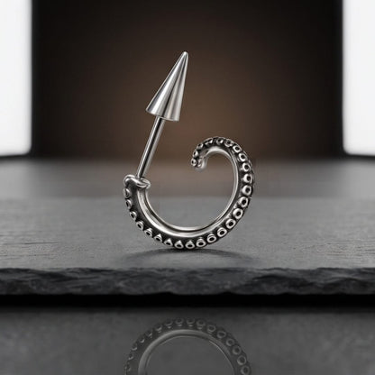 THE MEN THING Earring TENTACLE SPIKE - 4mm Pure Titanium Steel Hoop Earrings for Men & Boys