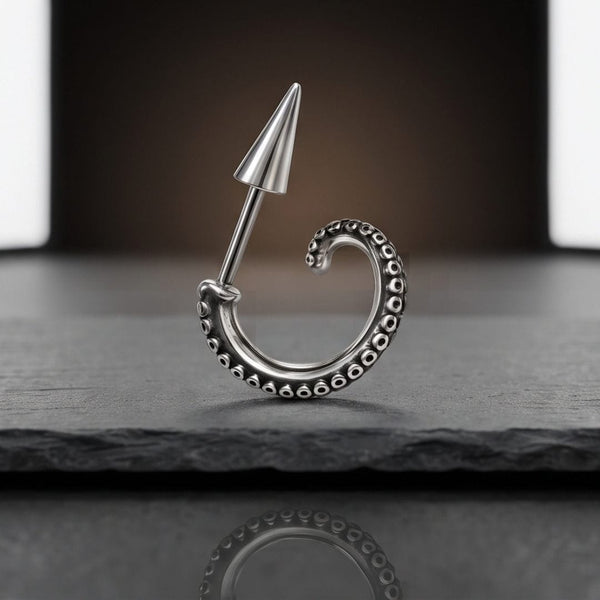 TENTACLE SPIKE - 4mm Pure Titanium Steel Hoop Earrings for Men & Boys
