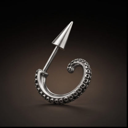 THE MEN THING Earring TENTACLE SPIKE - 4mm Pure Titanium Steel Hoop Earrings for Men & Boys