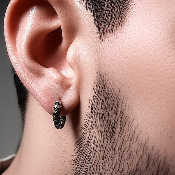 VANDAL SKULLS - Pure Titanium Steel Hoop Earrings for Men & Boys (2pcs)